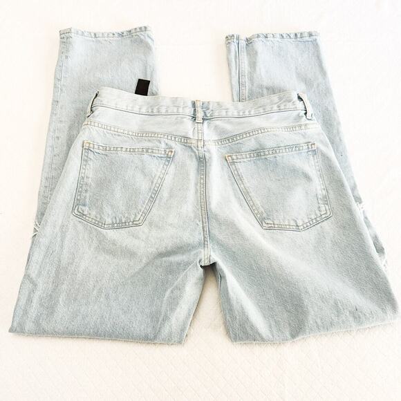 Zara Light Wash Button Fly Straight Leg Ripped Throughout Denim Jeans Size 8 - Picture 5 of 7
